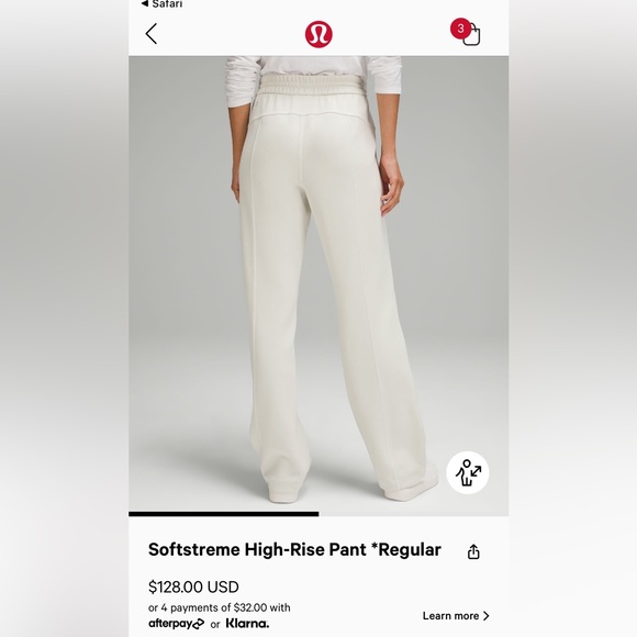 BNWT LULULEMON softstreme pant regular sz 10 bone - Picture 3 of 12